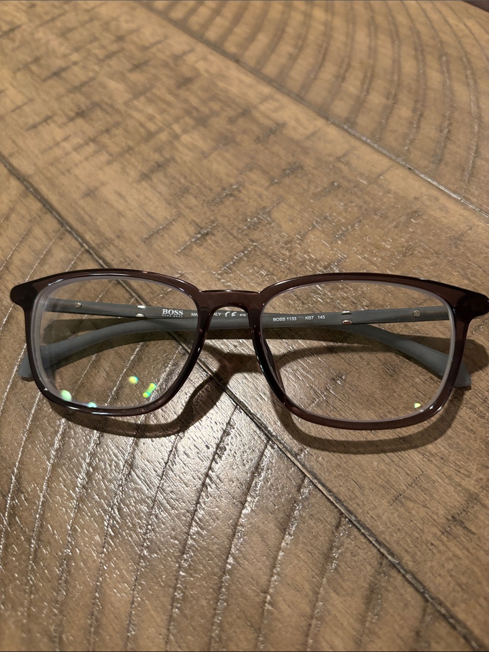 BOSS Men's Rectangular Glasses in Brown